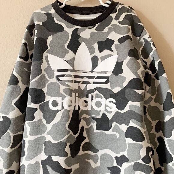 Adidas Boys Camo Trefoil Crewneck Sweatshirt - Picture 3 of 5